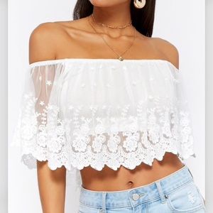 White off the shoulder crop top